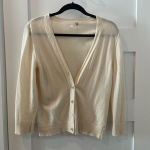 Tory Burch Merino Wool Cream Cardigan sz L